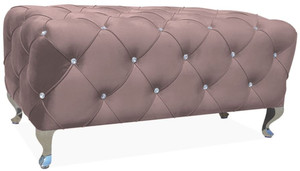 Casa Padrino Barock Sitzbank 100 x 50 x H. 46 cm - Verschiedene Farben - Gepolsterte Bank mit Glitzersteinen und Edelstahl Beinen - Barock Mbel