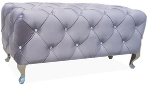 Casa Padrino Barock Sitzbank 100 x 50 x H. 46 cm - Verschiedene Farben - Gepolsterte Bank mit Glitzersteinen und Edelstahl Beinen - Barock Mbel