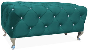 Casa Padrino Barock Sitzbank 100 x 50 x H. 46 cm - Verschiedene Farben - Gepolsterte Bank mit Glitzersteinen und Edelstahl Beinen - Barock Mbel