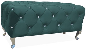 Casa Padrino Barock Sitzbank 100 x 50 x H. 46 cm - Verschiedene Farben - Gepolsterte Bank mit Glitzersteinen und Edelstahl Beinen - Barock Mbel