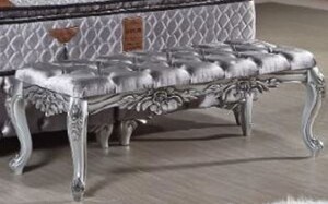 Casa Padrino Barock Samt Sitzbank Silber - Prunkvolle Barock Mbel