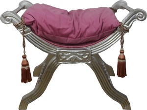 Casa Padrino Barock Sitzhocker - Kreuzhocker Rosa / Silber - M�bel 