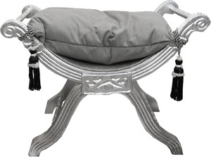 Casa Padrino Barock Sitzhocker - Kreuzhocker Grau / Silber - M�bel 