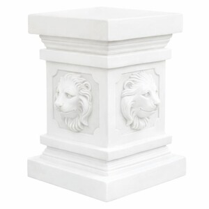 Casa Padrino Barock Sockel L�wenk�pfe Wei� H. 47 cm - Garten & Terrassen Deko