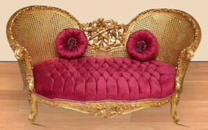 Casa Padrino Barock Sofa Bordeauxrot / Gold - Handgefertigtes Wohnzimmer Sofa im Barockstil - Prunkvolle Barock Wohnzimmer Mbel