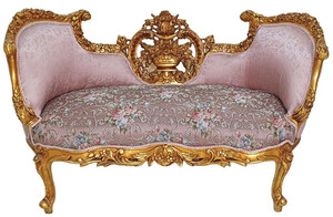 Casa Padrino Barock Sofa Rosa / Mehrfarbig / Gold - Prunkvolles Wohnzimmer Sofa im Barockstil - Wohnzimmer Mbel im Barockstil - Barock Mbel - Barock Einrichtung