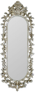 Casa Padrino Barock Spiegel Silber 40 x H. 130 cm - Prunkvoller Wandspiegel im Barockstil - Antik Stil Garderoben Spiegel - Wohnzimmer Spiegel - Barock Mbel
