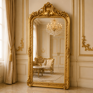 Casa Padrino Barock Spiegel Gold 80 x H. 160 cm - Prunkvoller Wandspiegel im Barockstil - Antik Stil Garderoben Spiegel - Wohnzimmer Spiegel - Barock M�bel
