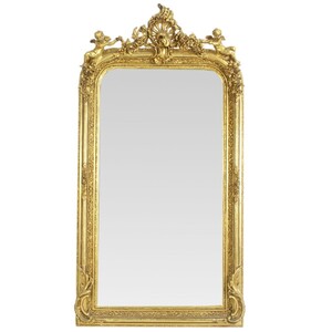 Casa Padrino Barock Spiegel Gold 85 x H. 160 cm - mit Engelsfiguren - Prunkvoller Wandspiegel im Barockstil - Antik Stil Garderoben Spiegel - Wohnzimmer Spiegel - Barock M�bel