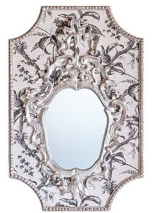 Casa Padrino Barock Spiegel Grau / Wei� / Antik Wei� 65 x H. 99 cm - Barock Wandspiegel mit Pflanzen Design 