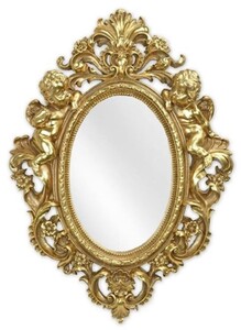 Casa Padrino Barock Spiegel Gold 35,1 x H. 48,8 cm - Antik Stil Wandspiegel - Wohnzimmer Spiegel - Garderoben Spiegel - Barock M�bel