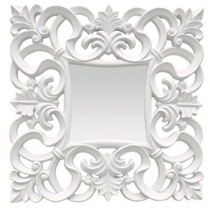Casa Padrino Barock Spiegel Wei 76 x H. 76 cm - Quadratischer Wandspiegel im Barockstil - Prunkvoller Antik Stil Garderoben Spiegel - Barock Interior - Barock Mbel