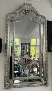 Casa Padrino Barock Spiegel Silber - Rechteckiger Wandspiegel im Barockstil - Handgefertigter Barock Garderoben Spiegel - Barock Interior - Barock M�bel - Edel & Prunkvoll