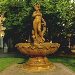 Casa Padrino Barock Springbrunnen Antik Beige  145 x H. 210 cm - Prunkvoller Gartenbrunnen