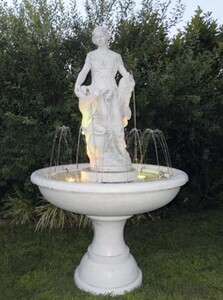 Casa Padrino Barock Springbrunnen Wei�  102 x H. 178 cm - Runder Gartenbrunnen - Made in Italy