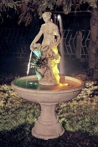 Casa Padrino Barock Springbrunnen Beige  102 x H. 178 cm - Runder Gartenbrunnen - Made in Italy