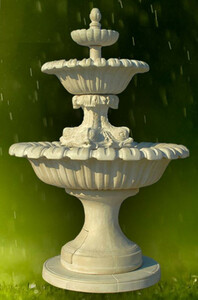 Casa Padrino Jugendstil Springbrunnen Grau  153 x H. 261 cm - Prunkvoller Gartenbrunnen - Gartendeko Brunnen - Barock & Jugendstil Garten Deko Accessoires