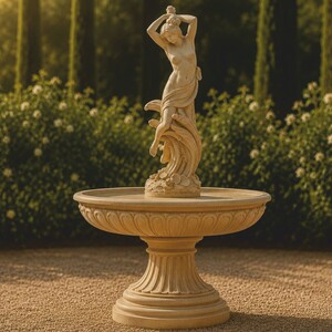 Casa Padrino Barock Springbrunnen Beige  152 x H. 240 cm - Prunkvoller Gartenbrunnen