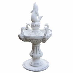 Casa Padrino Barock Springbrunnen Delphine Wei / Grau  80 x H. 140 cm