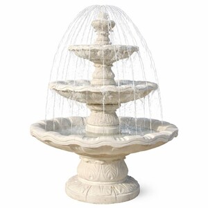 Casa Padrino Barock Springbrunnen Creme  125 x H. 180 cm - Prunkvoller Gartenbrunnen