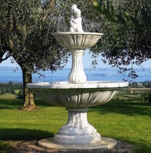 Casa Padrino Barock Springbrunnen Grau  130 x H. 195 cm - Runder Gartenbrunnen - Made in Italy