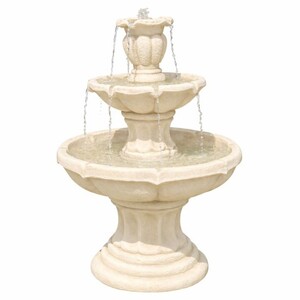 Casa Padrino Barock Springbrunnen Sandfarben  65 x H. 100 cm - Garten Deko