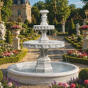 Casa Padrino Barock Springbrunnen mit Umrandung Grau  113 x H. 107 cm