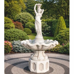 Casa Padrino Barock Springbrunnen Wei�  89 x H. 192 cm - Nostalgischer Gartenbrunnen