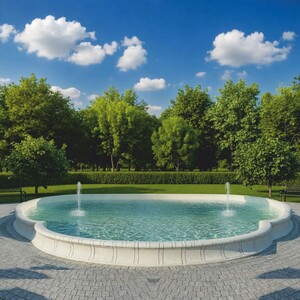 Casa Padrino Barock Springbrunnen Umrandung Wei� / Grau 950 x 900 cm - Prunkvolle Barock Garten Deko - Barockstil Garten Accessoires