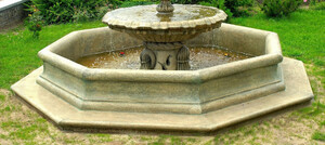 Casa Padrino Barock Springbrunnen Umrandung Antik Grau  350 x H. 35 cm - Prunkvolle Gartenbrunnen Umrandung - Brunnen Umrandung - Prunkvolle Gartendeko im Barockstil