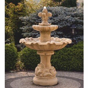 Casa Padrino Barock Springbrunnen Beige  100 x H. 146 cm - Prunkvoller Gartenbrunnen