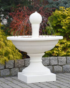 Casa Padrino Barock Springbrunnen Wei  102 x H. 151 cm - Prunkvoller Gartenbrunnen im Barockstil - Runder Gartendeko Stein Brunnen - Barock Garten Deko Accessoires