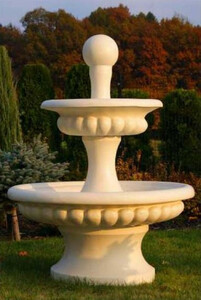 Casa Padrino Barock Springbrunnen Sandfarben  120 x H. 163 cm - Prunkvoller Gartenbrunnen im Barockstil - Runder Gartendeko Stein Brunnen - Barock Garten Deko Accessoires