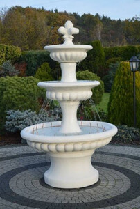 Casa Padrino Barock Springbrunnen Wei�  120 x H. 205 cm - Prunkvoller Gartenbrunnen im Barockstil - Runder Gartendeko Stein Brunnen - Barock Garten Deko Accessoires