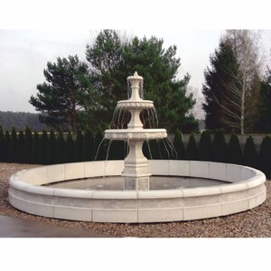 Casa Padrino Barock Springbrunnen mit Brunnenumrandung Grau  800 x H. 400 cm - Riesiger Nostalgischer Gartenbrunnen - Hotel Brunnen - Garten Deko