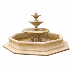Casa Padrino Barock Springbrunnen Beige  350 x H. 180 cm - Barockstil Garten Deko