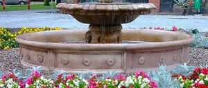 Casa Padrino Barock Springbrunnen Umrandung Braun  265 x H. 40 cm - Runde Gartenbrunnen Umrandung - Brunnen Umrandung - Prunkvolle Gartendeko im Barockstil