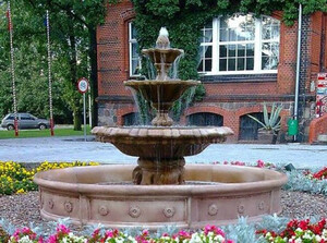 Casa Padrino Barock Springbrunnen mit Umrandung Braun  265 x H. 180 cm - Gartenbrunnen - Gartendeko Brunnen - Prunkvolle Barock Garten Deko Accessoires