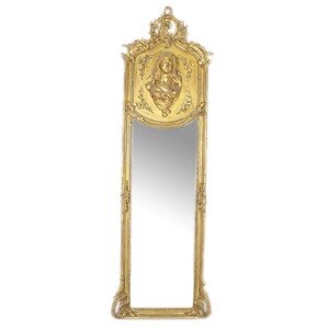 Casa Padrino Barock Standspiegel Gold 50 x H. 170 cm - mit Damen Relief - Handgefertigter Antik Stil Ganzk�rperspiegel - Garderoben Spiegel - Schlafzimmer Spiegel - Barock M�bel