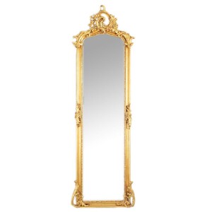 Casa Padrino Barock Standspiegel Gold 55 x H. 175 cm - mit Muschel Bekr�nung - Handgefertigter Antik Stil Ganzk�rperspiegel - Garderoben Spiegel - Schlafzimmer Spiegel - Barock M�bel