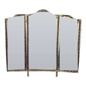 Casa Padrino Barock Standspiegel Silber H. ca. 120 cm - Dreiteiliger klappbarer Ankleidespiegel