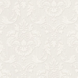 Casa Padrino Barock Textiltapete Wei� / Beige 10,05 x 0,53 m - Wohnzimmer Tapete im Barockstil - Hochwertige Qualit�t