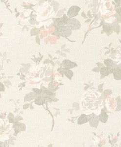 Casa Padrino Barock Textiltapete Beige / Grau / Wei� / Rosa 10,05 x 0,53 m - Tapete mit Blumenmuster