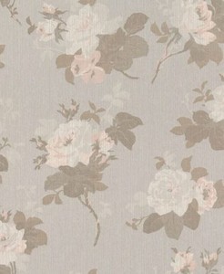 Casa Padrino Barock Textiltapete Grau / Braun / Rosa 10,05 x 0,53 m - Tapete mit Blumenmuster