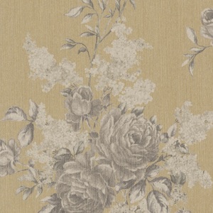Casa Padrino Barock Textiltapete Creme / Grau / Gold 10,05 x 0,53 m - Tapete mit Blumenmuster