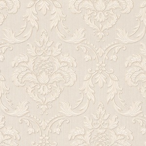 Casa Padrino Barock Textiltapete Creme / Beige / Wei� 10,05 x 0,53 m - Wohnzimmer Tapete im Barockstil - Hochwertige Qualit�t