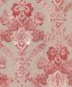 Casa Padrino Barock Textiltapete Silber / Rot 10,05 x 0,53 m - Wohnzimmer Deko Accessoires