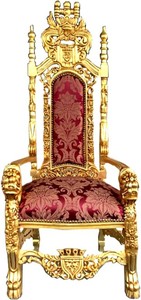 Casa Padrino Barock Thron Sessel Bordeaux Muster  / Gold Knigssessel - Hochzeitssessel - Riesensessel 