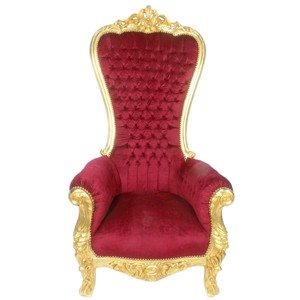 Casa Padrino Barock Thron Sessel Majestic Bordeaux Muster / Gold - Riesensessel -Thron Stuhl Tron