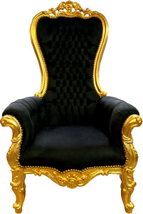 Casa Padrino Barock Thron Sessel Schwarz / Gold - Riesen Sessel Majestic Medium im Barockstil - Barock Mbel